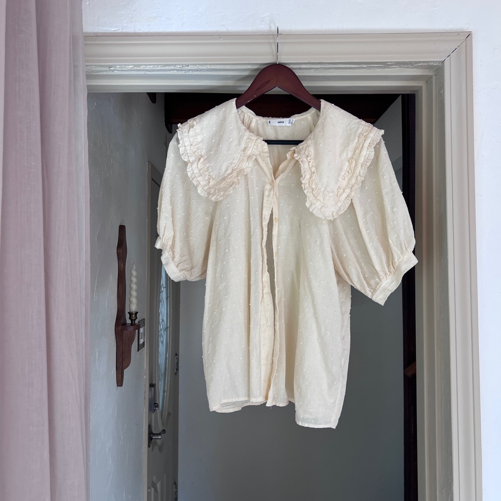 Mango Babydoll Collar Blouse Size XS - Picture 3 of 7
